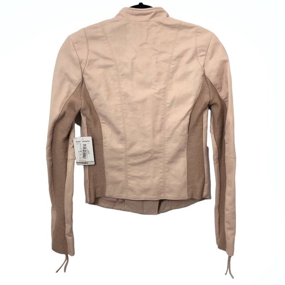 NWT Free People Solid Light Pink Full Zip Long Sleeve Moto Jacket 2 - Picture 2 of 7